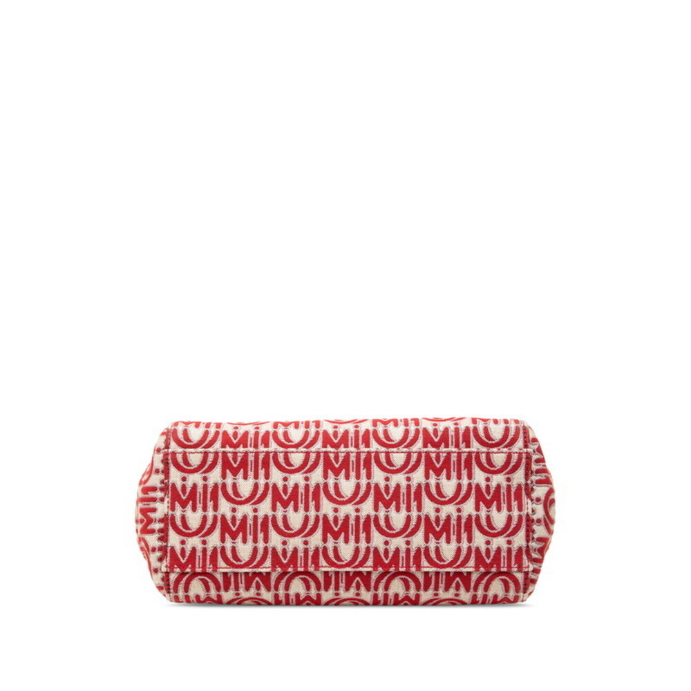 Miu Miu Miu Canapa Jacquard Handbag Shoulder Bag 2WAY 5BA085 Red Canvas Leath... - Picture 3 of 6